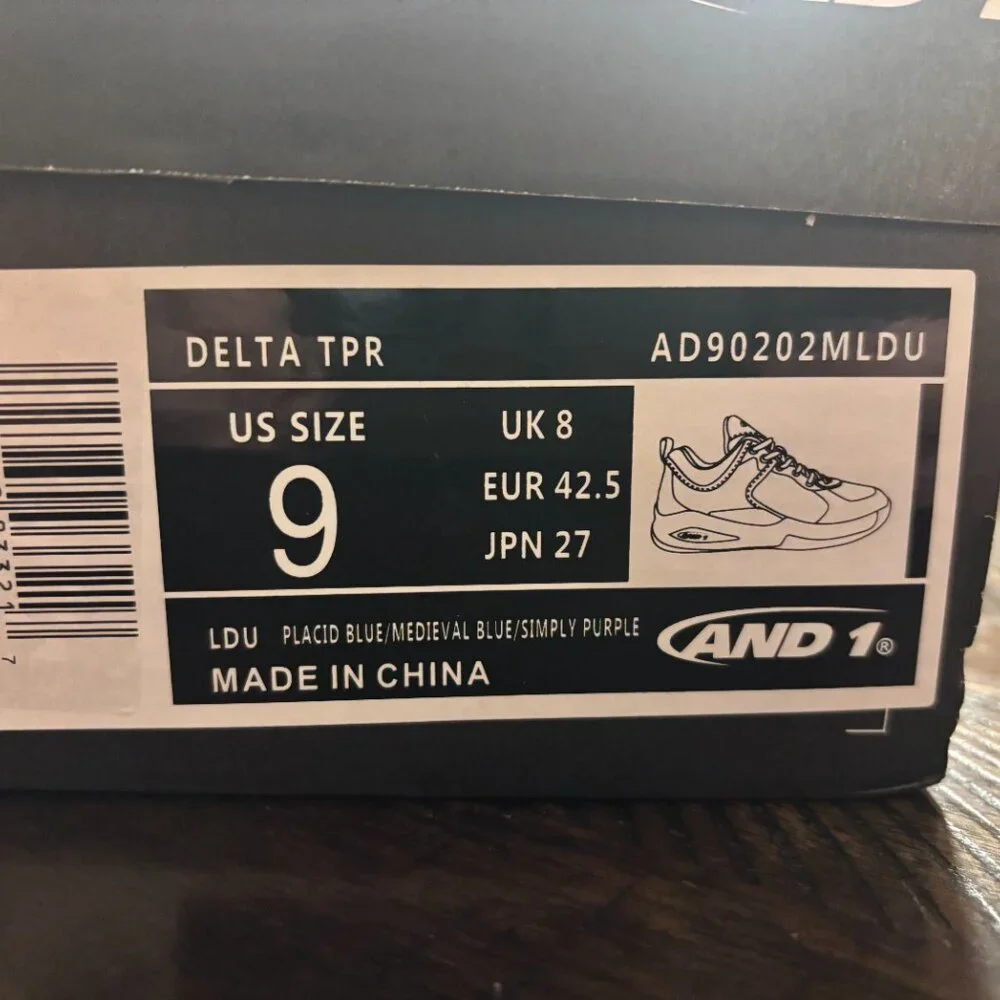 AND1 Delta TPR Basketball Sneakers Men’s 9 | Blue Purple Orange | New w/ Box - Picture 7 of 7